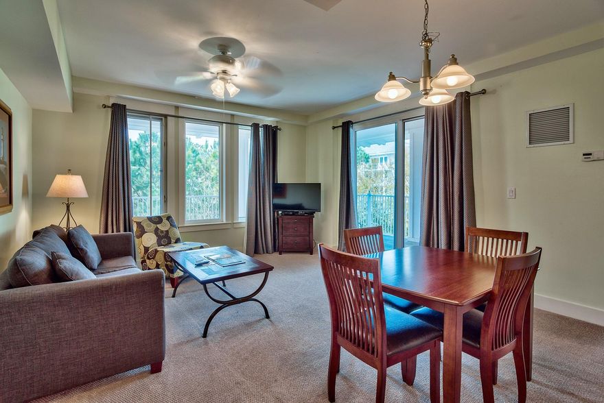 A large wraparound balcony in a corner location make this 4th floor, 2 bedroom lock-off a must see. Offering an open layout with new carpet and furnishings and a fully equipped kitchen featuring granite counters and breakfast bar. The living room has a queen sleeper sofa to accommodate extra guests. This lock-off floorplan gives flexibility for use and rental as it can be used as either a 2 bed, 2 bath or a 1 bed, 1 bath and a studio. Market Street Inn owners have exclusive access to the lushly landscaped amenities terrace featuring a resort style pool, hot tub, fitness center, lawn, and lovely grilling area as well as to the the Founders Club, featuring a game room with pool table and bar and a balcony overlooking the events plaza.