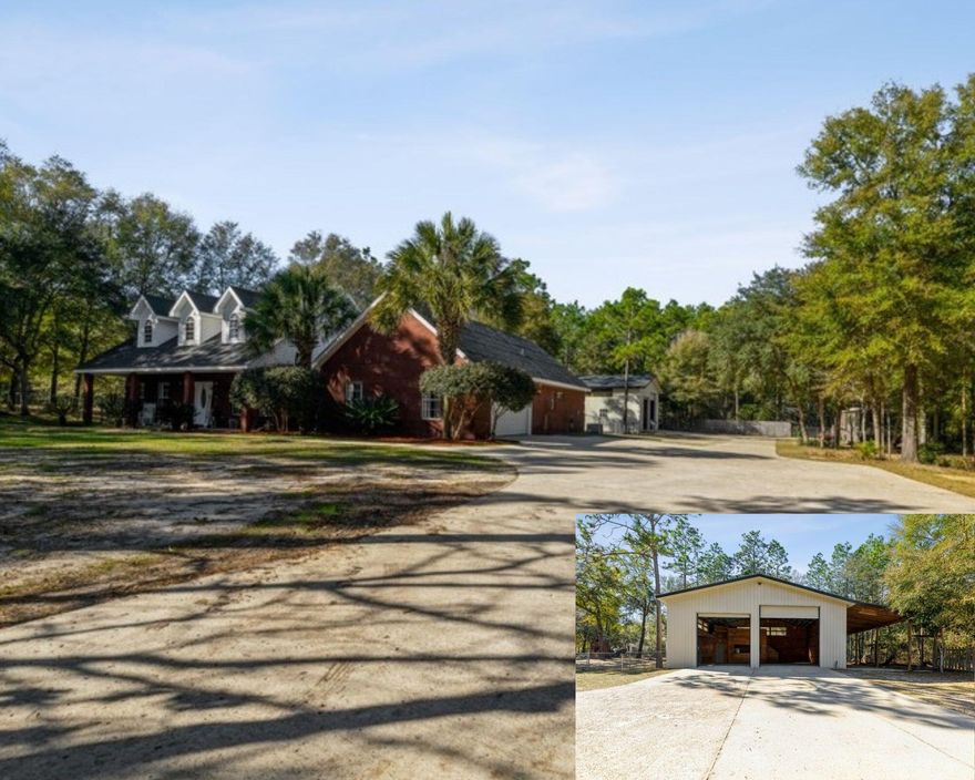 UPDATED and SPACIOUS country living at its FINEST! NEW LVP FLOORING and NEW PAINT THROUGHOUT THE HOME! NO HOA! This spacious 3 bedroom 2.5 bathroom home along with a MASSIVE 40x40x20 workshop is situated on 2.02 acres of land with plenty of trees. As you enter the property, you will find a long winding concrete driveway that extends past the side entry 2 car garage all the way down to the workshop. As you enter the home you are greeted by the foyer with the formal dining room with tray ceiling and crown molding, with access to the kitchen off to the right. The foyer also takes the large living room complete with wood burning fireplace, recessed lighting and crown molding. The open concept of the living room ties in the kitchen and additional dining area that is perfect for entertaining. The kitchen is complete with stainless steel appliances, Corian countertops, and pantry. Just off the kitchen and dining area, you will find a hallway that leads to the indoor laundry room, half bathroom, and office/bonus room. Next to the office/bonus room is the master bedroom with tray ceiling and crown molding. The master bathroom is complete with individual double vanities, vanity, shower, water closet, and large his/hers separated closet with wood shelving. The opposite side of the home offers bedrooms 2 and 3 which are separated by a second full bathroom. The home also offers a large covered screened in porch with brick water table with access to the living room and master bedroom. The back yard has an outdoor fireplace which also functions as a grill/smoker. The attached two car garage is finished with painted floor, pulldown stairs with decking, and a utility closet. The workshop of your dreams is located at the rear of the lot. This 40x40x20 metal building is wired for both 110 and 220 power, has a kitchen and bar for entertaining, restroom, utility closet, and loft for additional storage. The workshop has side and rear clear panels to allow additional natural light in. There are two roll-up doors, one 14x16 and two 12x16. There building also offers an additional 40x16 lean off for RV storage and charging. Did I mention NO HOA?!?!?
The home as a new roof installed in 2018. NEW LVP flooring and NEW paint throughout the home.
Don't miss out on your slice of 2 acre paradise complete with home and massive workshop and schedule your showing TODAY!
