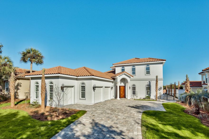 BRAND NEW HOME atop the highest elevation point in Sandestin! Rare opportunity to own a beachside home with a private heated pool, fenced yard and sweeping elevated views of the 13th fairway of Baytowne Golf Course. Featuring a private lockout guest suite with kitchenette, 2 master suites (one on the main floor), a Chef's delight commercial style kitchen with large walk-in pantry, high end appliances, and sparkling white quartz counters, distressed white oak hardwood floors throughout, 3-car garage, outdoor grilling station and a huge wrap around balcony accessible by every bedroom on the 2nd floor. Attention to detail is apparent throughout this entire home!