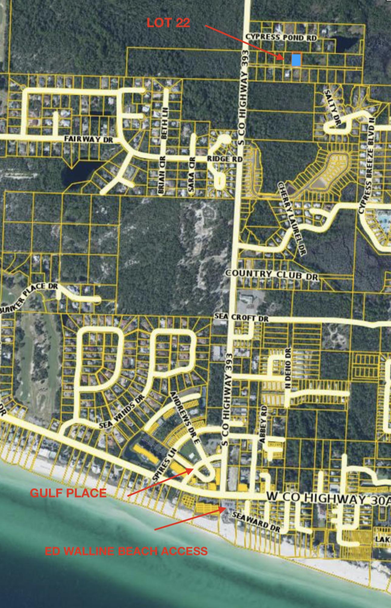 AMAZING OPPORTUNITY! Seagrove Beach meets Santa Rosa Beach! ONE THIRD acre; very difficult to come by, no HOA. Build your dream home when you're ready. Private gravel road nestled adjacent to Point Washington State Park. Two new beautiful homes were recently built in this private enclave. Located 1/2 mile to the sugar sand beach at Ed Walline and popular town of Gulf Place which offers concerts, dining and shopping. The west end is the new happening place to be. Build your full time residence or 2nd home. This lot has already been approved to build by the DEP and Army Corps, to boot the mitigation fee has already been paid! A full set of plans for an exquisite Alys Beach style home comes included with the purchase if interested. No waiting or having to deal with the process. Start today!