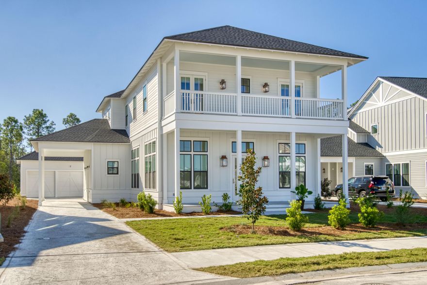 New construction, NEVER LIVED IN, highly curated interiors by Mary Hawthorne, this Arkon Group, 3,256 sf Ellis floor plan, evokes feelings of relaxed elegance with warm coastal charm.  Offered, AS VIEWED, the meticulously decorated and high end furnishings compliment the luxury finishes like wire-brushed hardwood flooring, quartz countertops, unique tile in each bathroom, shiplap accents, stainless Thermador stove, Sub-Zero refrigerator, with added upgrades like wine cooler and custom cabinetry in kitchen.  The modern layout with 4 BR 41/2 baths includes first and second floor primary suites, study, gas FP in living room plus upstairs media/loft area and office space off the primary BR.  Perfectly situated on an oversized lot with a landscaped buffer that backs up