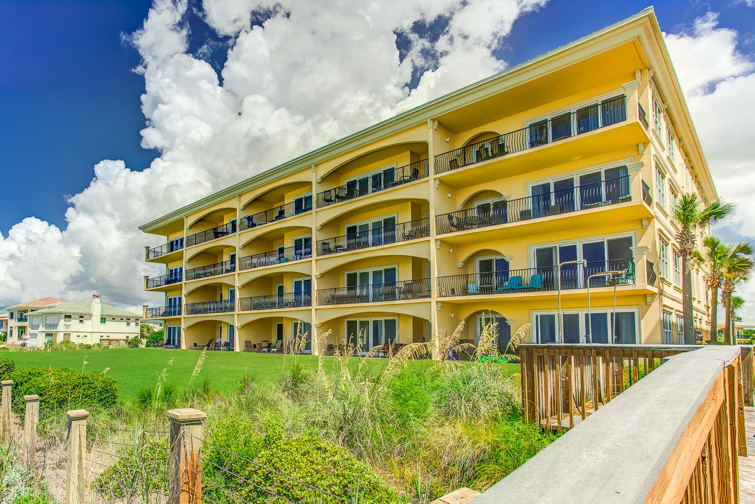 Gulffront Adagio Condo. Fantastic condition - Never rented, first owner, second home. Enjoy the amazing views of the Gulf from this 3rd floor unit and its very large 28 ft wide balcony. Four bedrooms, three full bathrooms, with a spacious interior storage room (5'x11') that could be used as an office. The kitchen includes granite countertops and Viking appliances. Reserved parking in the below ground garage with an additional storage room (13'x7'). This gated community has a 1,700 sqft beachfront pool and a three-tier 8,000 sqft main pool. Other amenities include a fitness center, conference room, hot tub, and outdoor grill. Tremendous rental potential.