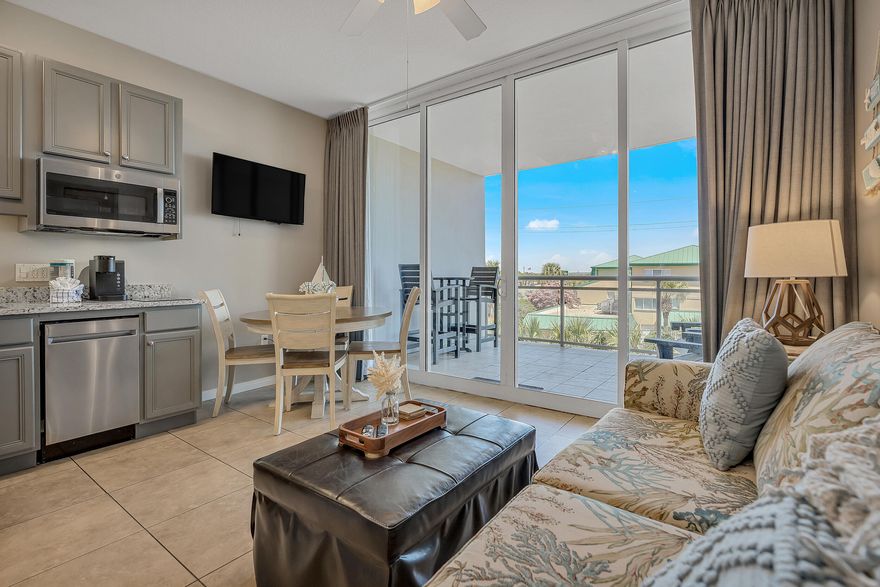 Gross rental income YTD is $33,800! RENOVATED STUDIO AT DESTIN WEST on the gulf side. This condo is located very conveniently to pool, beach, parking and the resort's walkover to the bay side for additional pool and fun activities. Totally renovated kitchen with granite and new appliances, washer/dryer combo, new furniture, sleeping 5. The balcony is oversized and a great place to relax after a fun day on the beach/pool.  This is a great investment with many reservations on the books already. Destin West is conveniently located close to the Emerald Coast Convention Center which hosts many events supplying renters for this complex all year long. Also, within walking distance to the Boardwalk, Gulfarium, Island Pier, restaurants, bars, shops, watersports & much more. Other amenities at Destin West include exercise room,  a lazy river & two private heated swimming pools - a zero-entry pool & a large heated pool with a fun waterfall. 