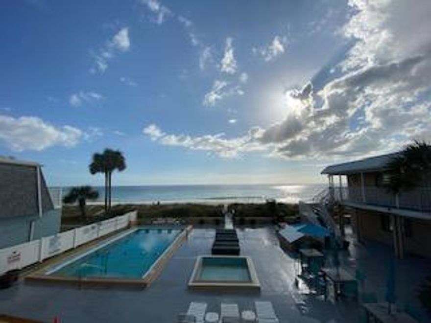 THIS IS A FULLY FURNISHED BEACH FRONT STUDIO WITH FULL BATHROOM CONDO.  LOCATED ON THE SECOND FLOOR JUST STEPS TO THE COMPLEX POOL AND GULF OF MEXICO.  UNIT INCLUDES KING BED AND SLEEPER SOFA TO SLEEP 4 PEOPLE.  THE UNIT HAS NOT BEEN PLACE ON THE RENTAL MARKET, BUT IS READY TO GO AS BOTH LONG TERM AND VACATION RENTAL STATUS.  ON-SITE RENTAL PROGRAM.  WALKING DISTANCE TO RESTAURANTS AND ATTRACTIONS.  ALL MEASUREMENTS ARE APPROXIMATE...PLEASE VERIFY IF IMPORTANT. NO SMOKING, NO PETS.