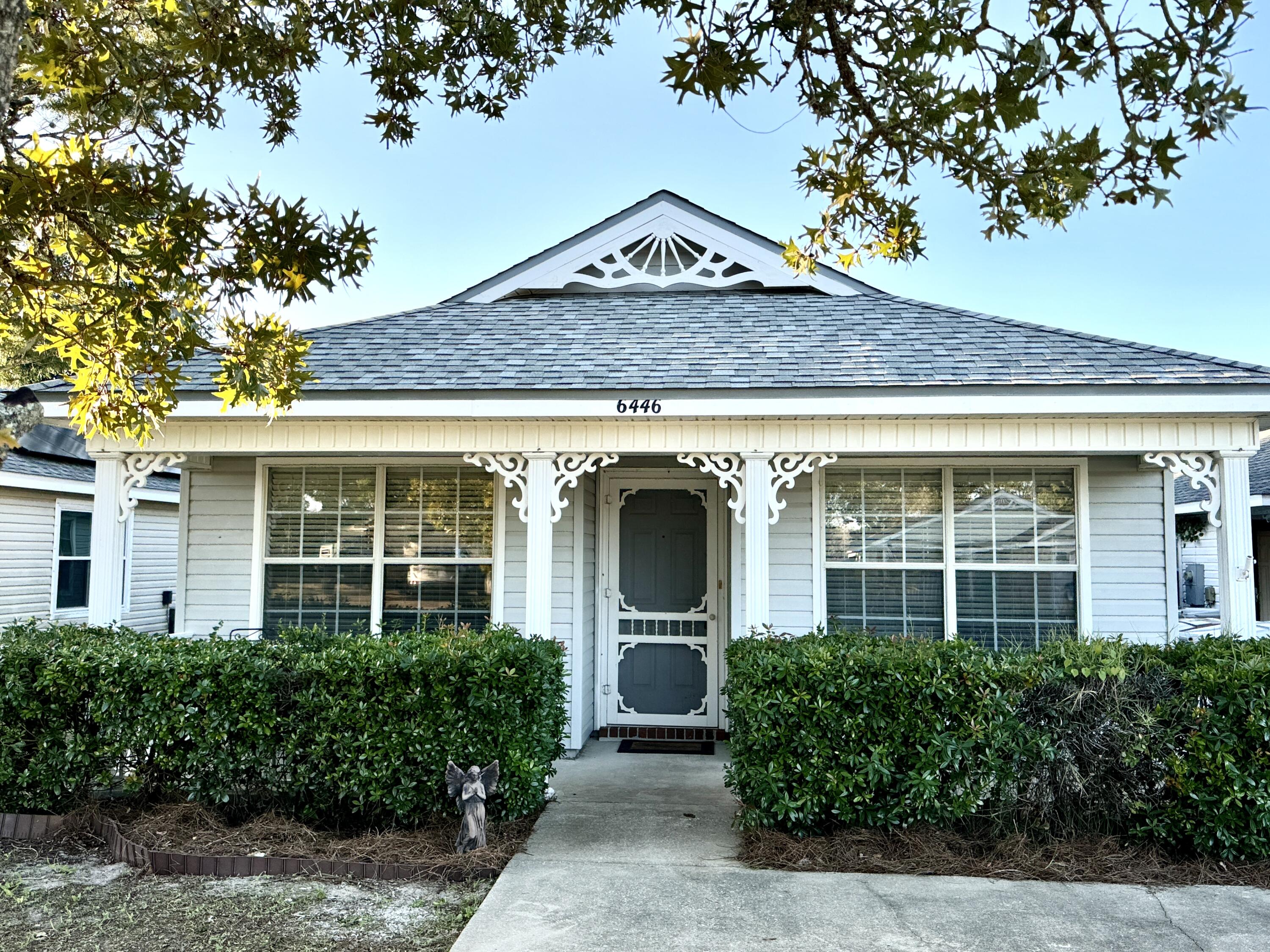 SUPER CUTE & QUAINT PATIO HOME IN LIGHTHOUSE POINTE SUBDIVISION.TONS OF FEATURES INCLUDE: NEW HVAC, 2022 Roof, NEW GE SS Appliances -Refrigerator / Smooth top Oven Range /  Dishwasher / Vent Hood / Lg. Single Bowl Sink w/Grate / Sprayer Faucet & Disposer. NEW LVP Flooring in All Bedrooms. NEW 2'' Blinds on All Windows. NEW Ceiling Fans. NEW Privacy Fence. NEW Back Screened Porch Patio Door. All NEW Water supply valves.This patio home greets you with a cozy front porch adorned with a charming cottage style design. The foyer flows towards the kitchen which is lit by a sunny sink window. The eat up bar allows for 2 -4 bar stools. The dining area allows for a nice table nestled under the chandelier. The living space has large multiple windows w/ample sunlight & new blinds for privacy. The Master BR is spacious and also has an array of windows. The Master bath has a double vanity, white retro tiled shower/tub combo, a walk in closet with new LVP flooring.
The back of the home opens to a large 24x12 screened patio overlooking the private backyard. Enjoy the tropical landscaping in your own oasis. The shed gives space for the electric mower & blower which is included. 
Bedrooms 2 & 3 have new LVP flooring & blinds and share a hall bath which also has a white retro tiled shower/tub combo. The laundry room is spacious and in it's own space off from the hallway.
Lighthouse Pointe offers a deeded water access to the sound with long pier w/sitting bench for outstanding sunset views, cookout grills and covered picnic table areas. In addition there are two playground area and sidewalks. 
Conveniently located to Pensacola & Fort Walton Beach, to AF bases, Navarre & Pensacola Beaches, restaurants, shopping, etc. 
This is a perfect home for 1st time buyers, investors, 2nd home buyers or an easy home to upkeep for retirees.
Call and see today!!
