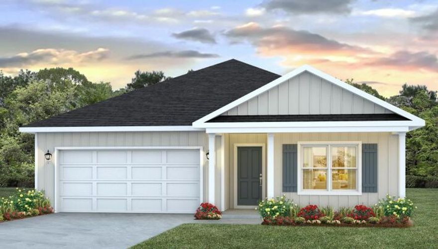 This spectacular floor plan is a 4-bedroom, 2-bathroom home with a two-car garage. The Cali floor plan features a large covered front porch with space for a sitting area. As you enter this home you will find a long hallway leading to the living area. Two bedrooms are off the entry with a full bathroom in between. Across the hall is a fourth bedroom and large laundry room. The fourth bedroom is a perfect space for a den or even a home office. Continuing down the hall, you will find yourself at an open kitchen with center island, a large dining space and comfortable living area. The primary bedroom is found at the back of the home and features a large bathroom with dual sink vanity, separate shower, large soak tub and a large closet.