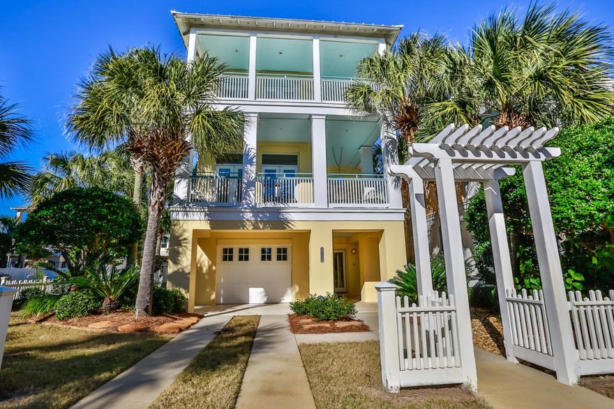 Located in the community of Frangista Beach this home has never been rented and is in excellent condition. Just steps from the Gulf this 4 bedroom, 4 bath home features an elevator, a private pool with an outdoor kitchen area that's perfect for summer gatherings, beautiful hardwood floors,central vacuum, two laundry areas, temperature controlled garages, a commercial grade ice machine, and 2,700 sq. ft. Situated on an oversized lot, there is extra parking in the rear of the home unlike any others in Frangista Beach. There are 2 master suites, balconies off every bedroom, and gulf views. Throughout the home there is plenty of natural light with large windows throughout. The spacious kitchen is open to the dining and living area perfect for entertaining guests.