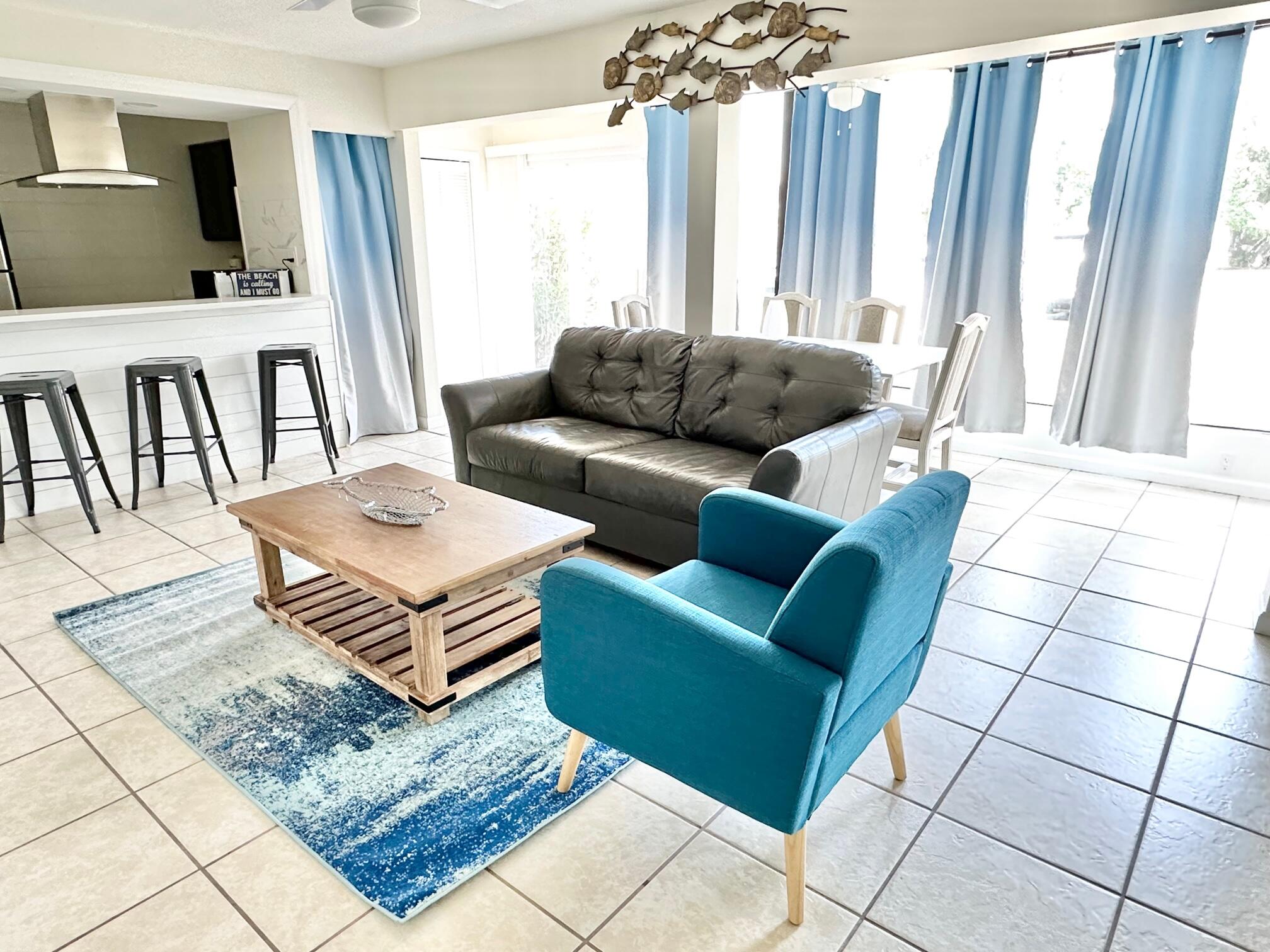 For Rent Available NOW! Furnished, Destin 2BR 1BA Clean and Spacious Condominium located on the first-floor next to one of the pools. Rent includes internet, water, sewer, trash, Tenant pays Electricity. Condo has modern ceiling fans, smart TV's, stainless steel appliances, laundry room.Community Features: gated entrances from HWY 98 and Airport Rd, Access to 3 swimming pools, Tennis / Pickleball court, EV chargers.