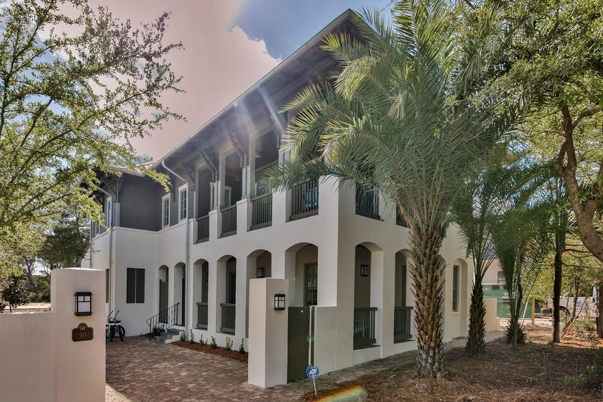 The Pinecrest community, is a quaint, quiet gated neighborhood has 12 homesites within its circle, and is located just a short (.18 miles) walk from the gorgeous, white-sanded beaches. It is uniquely located steps from Rosemary beach where you will find outstanding shopping,restaurants and beach access. This home has a GREAT floorplan for families! Five bedrooms including a LARGE first floor master with a reading nook and screened porch! Large open living/kitchen and dining will accommodate the entire family after a day at the beach. Join this private gated enclave on 30-A!