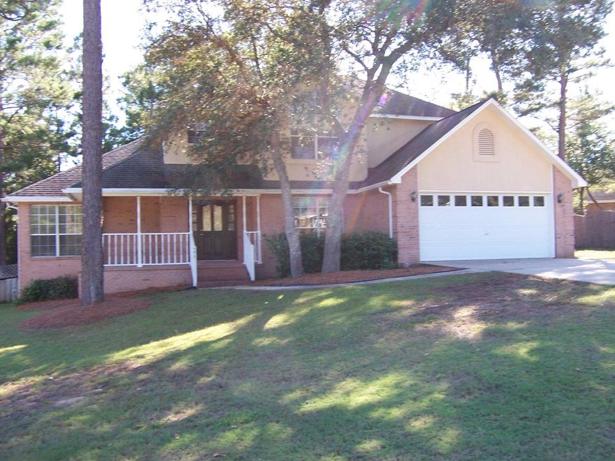 Great home located in Rocky Bayou Estates. Close to Bases, shops, schools and beaches. Great Open floor plan with lots of light to brighten home. Tiled Entrance hall opens to spacious Great Room with vaulted ceiling. To right of entrance hall is Formal Dining room. Good size Kitchen with Breakfast area. Door from Great Room opens to Deck overlooking Fenced backyards. Large Master Bedroom is downstairs with Master Suite, double vanities, tub, separate shower, walk in closet. Three other good size bedrooms upstairs share a bath. There is loft area that could be work area, play area, etc. Downstairs is three side fireplace. A must see to appreciate. NON SMOKING PROPERTY. PET CONSIDERED WITH OWNERS APPROVAL AND PAYMENT OF NON REFUNDABLE PET FEE.