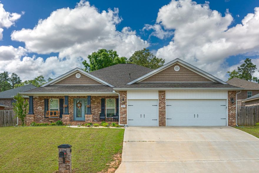 Sought After Brooke Estates is Crestview's Swim and Tennis community.  Whitworth Builders ''Parrot Bay IV'' 2502 Sq. Ft. is a spacious  4 Br/3 Ba Split Plan with Study/2x6 Exterior Walls/Covered Rear Lanai/Fenced Backyard/3 CAR GARAGE!  The Large 21X16 Family Room with 10 Ft Flat Ceilings is visible from the Kitchen. The Kitchen has Granite Countertops/Custom Backsplash/Stainless Steel Appliances to include an upgraded Gas Stove and an Island with Storage. Breakfast Nook is large enough for a standard table set and looks out over the backyard. The formal Dining Room is located just inside the front door opposite the Office/Bonus Room. Master Bedroom has Trey Ceiling/Carpet for comfort. Master Bath has Signature Walk in Tiled Shower/Tile Flooring/Separate Soaking Tub/Dbl Vanities & (Con't) 2 Walk-in Closets. The 3 well spaced Bedrooms have Carpet/Ceiling Fans. Additional features of this well maintained home; Extra-Large Utility Room w/Storage Cabinets. Huge Walk Through Pantry which is so Convenient for bringing in the groceries/Outside Lighting/Gutters. This is a great home for the family which is within 1 mile to shopping and schools.