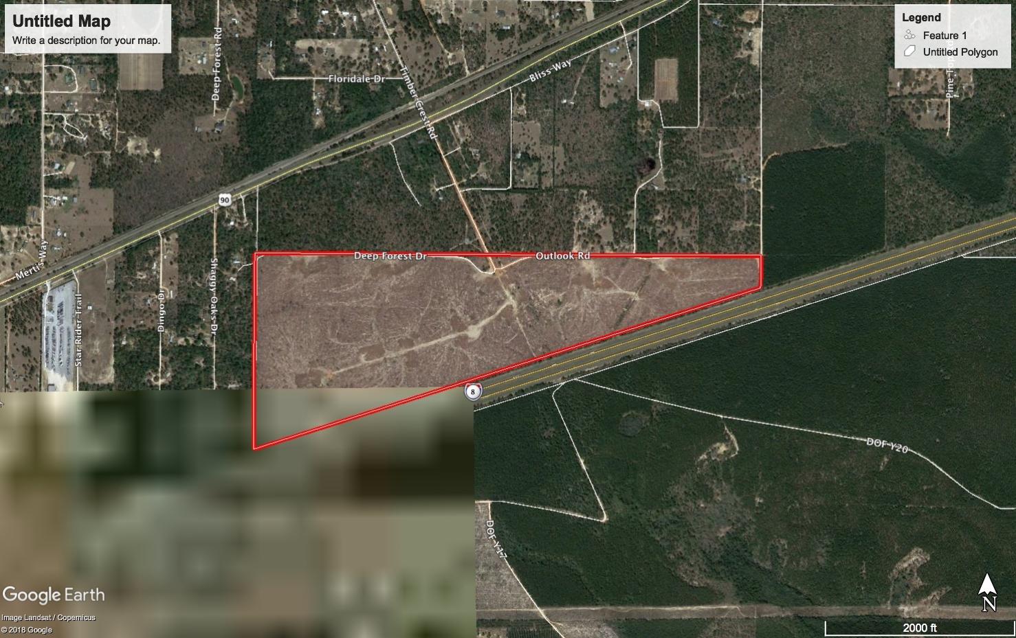 Lots of road frontage on Outlook and visible for marketing on I-10. Level. Bring your subdivision or re-zoning plans!' Seller will divide. Harold are just across the County Line from Okaloosa at Holt.