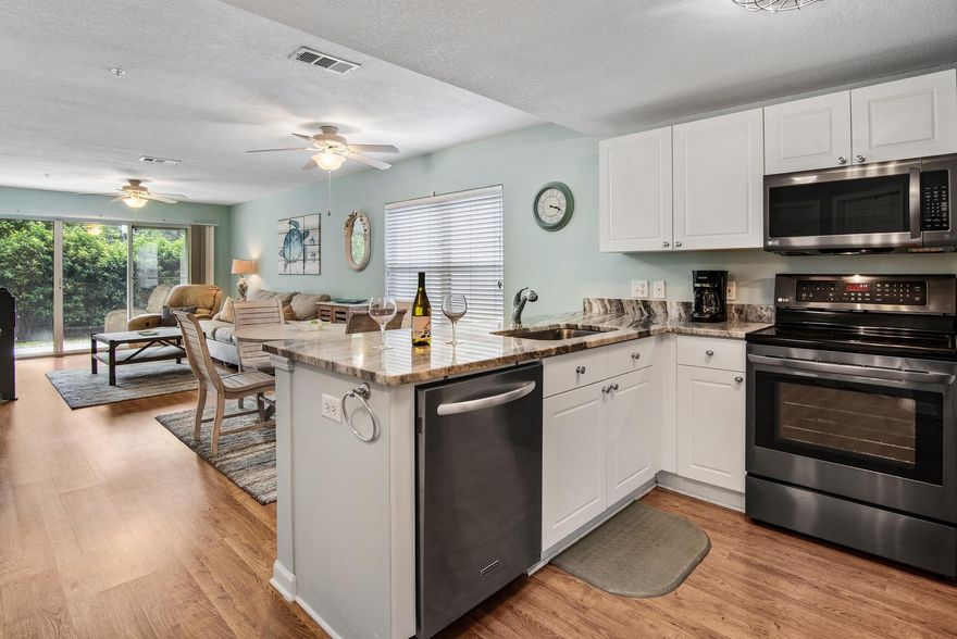 Motivated seller! Rare updated end unit in the highly sought after Ciboney complex. This unit has amazing natural light, updated flooring and renovated kitchen with stainless appliances with a projected rental income of $36,000. The complex has lighted tennis courts, on-site charcoal grills, an outside shower, located directly across from Scenic Gulf 98 with easy pedestrian-friendly private beach access, and steps from world's famous Pompano Joe's Restaurant!