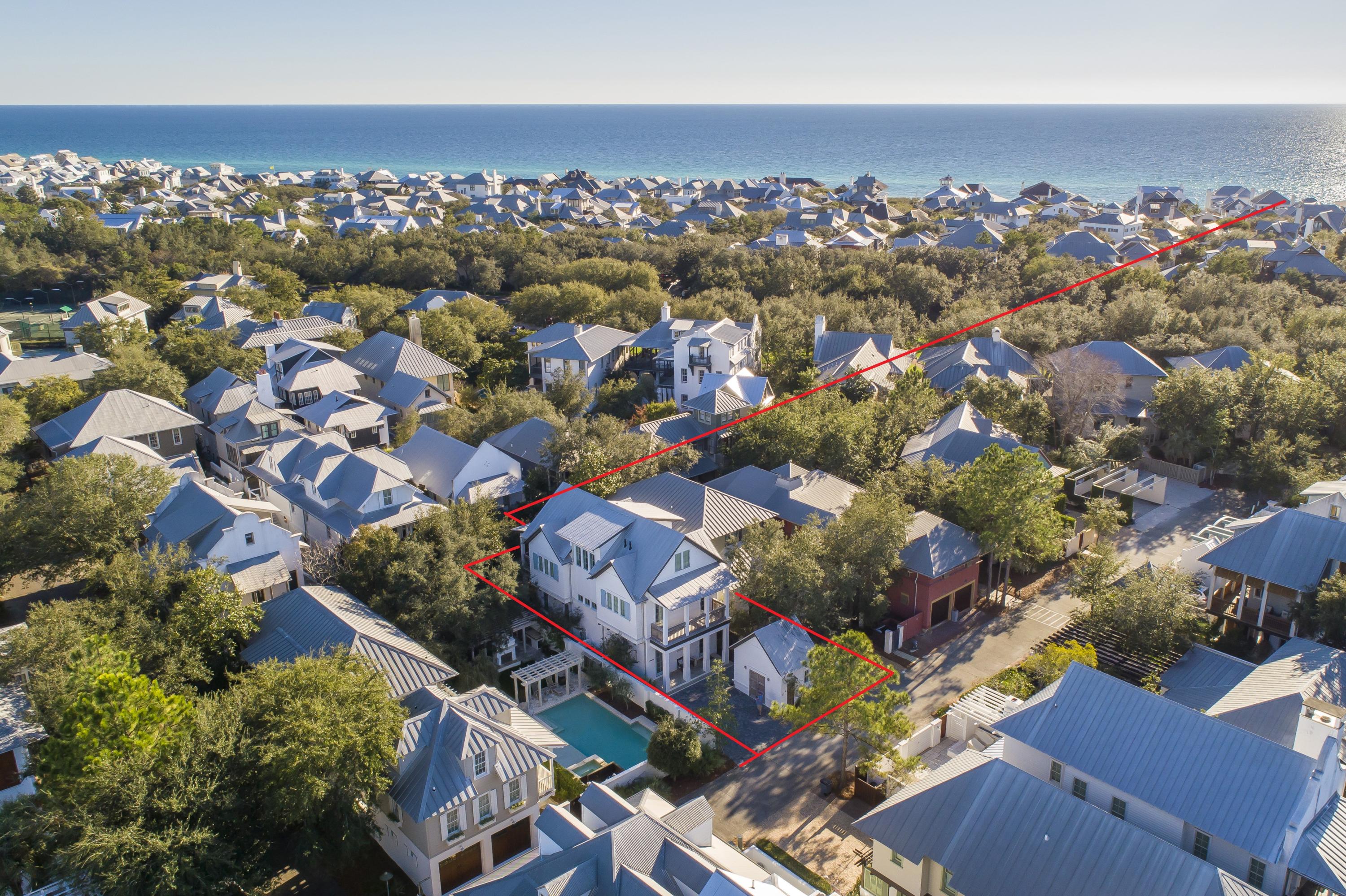 Delightfully decorated and sold turn key, this newer north side home is all about high end finishes. One of the newer homes in Rosemary Beach, this property is a rarity. The home features Kolbe Doors and Windows, Poggenpohl cabinetry, a full size Subzero refrigerator, a separate full size Subzero freezer, a 5 burner gas Wolf cooktop and an incredible amount of storage. The open kitchen, living and sitting areas are tastefully decorated and will provide elegant comfort for you and your guests. A large Master suite with a bathroom that is equipped with double vanities, a stand-alone tub and a separate walk-in shower provide the luxuries you would expect in a home of this quality. Spacious guest bedrooms and an upstairs bunk room with built in tv's will be a huge hit for the kids!
