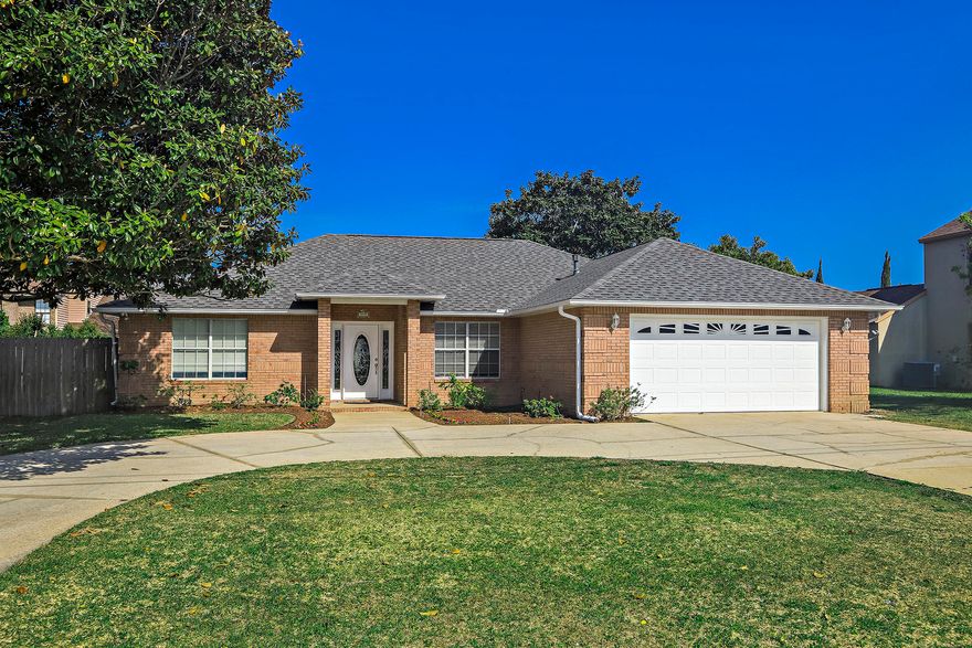 All brick 3 BR/2bath split floor plan home is located in Kelle-Aire Gardens, one of Destin's most desirable neighborhoods. New roof was installed in January 2018 .This lovely home is being sold ''As Is''because it needs some TLC like installing the baseboards, and replacing the carpet in the bedrooms and needs fresh paint.Open floor plan with high ceilings, large living room with a beautiful gas stone fireplace and french doors that lead to back patio and large fenced in back yard. The storage building remains with the home. There are fig, lemon, blueberry, peach, and nectarine trees all over the yard. Sprinkler system keeps the vegetation healthy! New wood tone tile flooring has been recently installed in the home. The dining room of the living area is perfect for entertaining. MORE