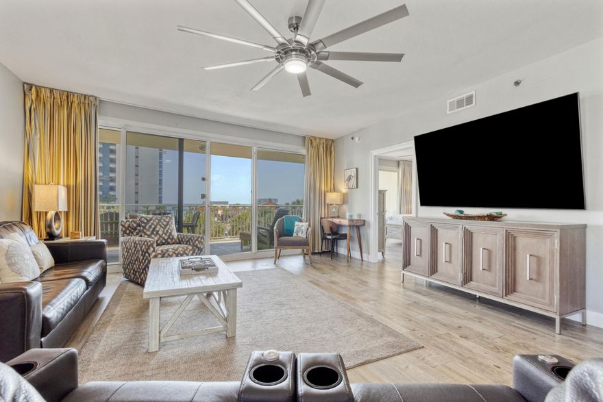 Welcome to one of the most desirable floor plans in all of Destin! This beautifully furnished 3-bedroom, 3-bathroom condo with custom bunk area offers an impressive 2,172 square feet of living space. Whether you're looking for a spacious beach retreat or a savvy rental investment, this unit checks every box. What truly sets this property apart is its flexible lock-out layout, allowing it to function as a full 3-bedroom condo or be separated into a 2-bedroom unit and an efficiency suite--a rare and valuable feature for maximizing rental potential or multigenerational stays. Step out onto your expansive 381 Sq ft covered balcony from the main living area, or the 72 Sq Ft balcony off the efficiency, perfect for relaxing, dining, or entertaining while enjoying views of the Gulf of America. Inside, the open-concept design connects the living room, dining area, and fully equipped kitchenall with Gulf views. The main suite includes a large en-suite bathroom with double vanity, jetted tub, and separate shower. Two additional bedrooms, including one with a private wet bar and custom twin-over-twin bunks, offer plenty of room for everyone.
Community Features:
"	Deeded Beach Access
"	Lagoon-Style Pool with Mushroom Water Fountain
"	Beachfront Pool Heated in Winter
"	Private Beach Club with Grill & Bar
"	Fitness Center with Cardio & Weights
"	BBQ Grilling Area at Main Pool
"	Lush Landscaping Across 9,000+ Sq Ft of Grounds
"	Walking Distance to Big Kahuna's, The Track, The Back Porch, Shopping & Dining
Whether you're enjoying the sugar-white sands, dipping into the emerald-green waters, or lounging by the pools, Sterling Shores offers a true resort lifestyle right in the heart of Destin.
Don't miss this opportunity to own one of the largest and most versatile condos in this premier community.
