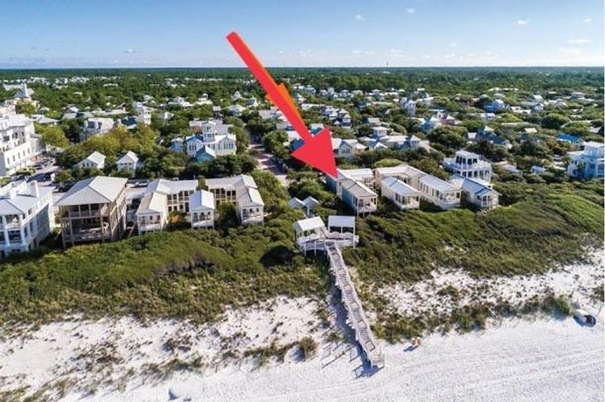 Located south of 30A and just steps to the East Ruskin Pavilion, this two-story cottage offers an exceptional location with terrific gulf views. The interior of the cottage was remodeled to create two master suites and a third guest bedroom, each with private baths. On the second level generous windows from floor to ceiling in the living area fill the room with natural light and sunset views. The adjoining porch extends the living area to the outdoors and overlooks the emerald waters of the gulf and the quaint Seaside honeymoon cottages. The open kitchen has been updated with new cabinetry, stainless steel appliances, gas range and Vetrazzo (recycled sea glass) .