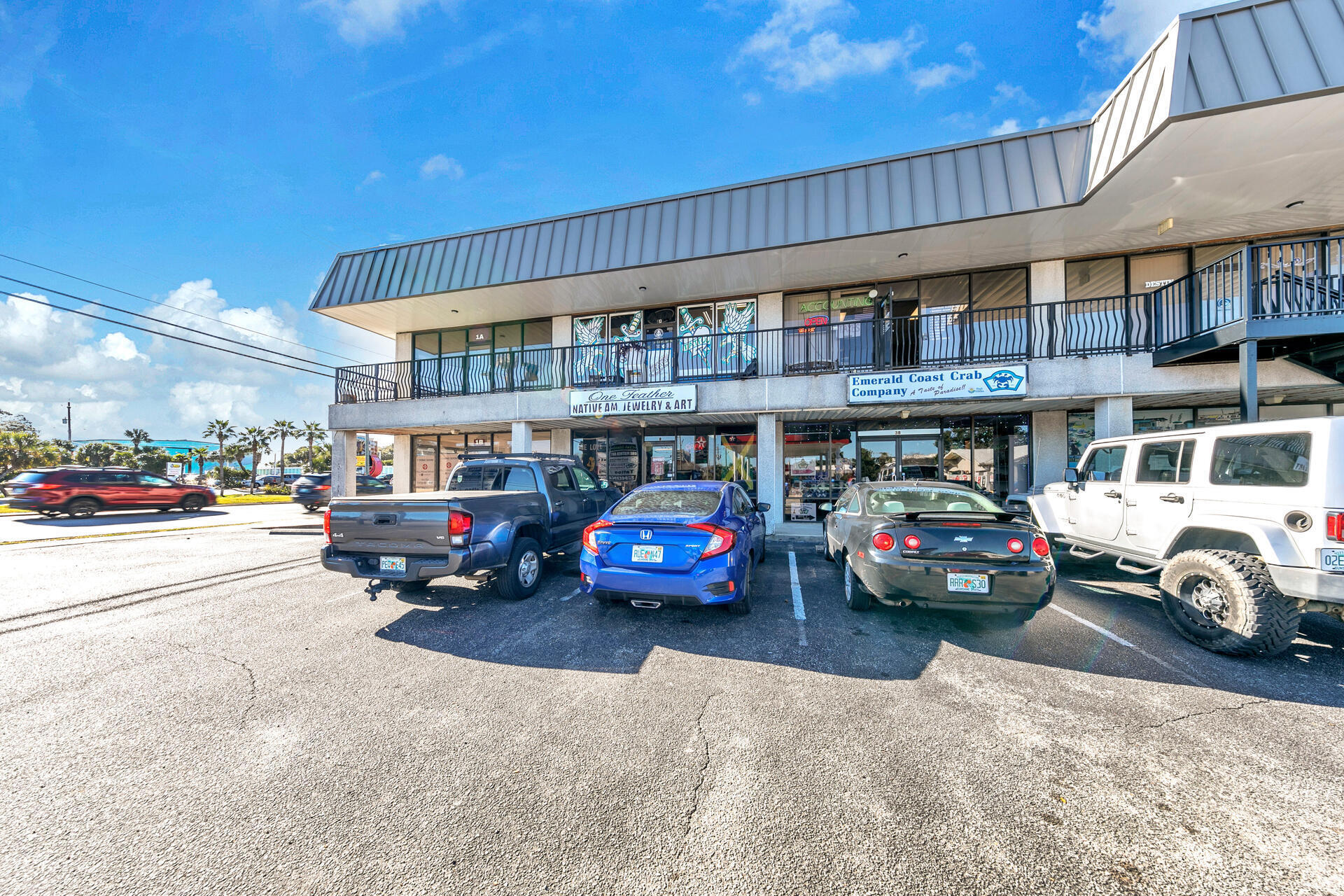 Literally less than 50' off Highway 98 (Harbor Blvd). Two 800 sq. ft. commercial spaces with great Harbor Blvd/Highway 98 visibility. In the Destin Harbor District across the street from AJ's Seafood and Oyster Bar. This is a corner location at Highway 98 & Palmetto St. Both units are leased, one month-to-month and one expires March 2025. Tenants are amenable to extending, Your option. Zoning is CTS - Commercial Trades and Services which allows for a wide range of business. CAM fee is $650 a month and includes building insurance, sewer, trash, signage and lighting. Stucco resurfacing is to occur spring 2025. A great investment opportunity and great commercial location!