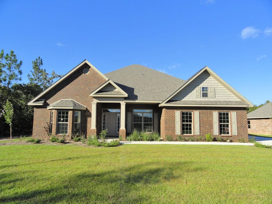 The Brianne is a 3,038 sq. ft. single story D.R. Horton floor plan. It features 5 bedrooms, 3 bathrooms and a three car garage. The Brianne has covered front and back porches. The entry divides the study from the formal dining room. Down the hall is the gourmet kitchen featuring a stainless cooktop, wall oven, wall microwave, stainless vent, an island and counter bar that overlooks the breakfast area and family room. Granite countertops in the kitchen and baths. The master bedroom features separate access to the large, back covered porch. The master bath features dual sinks, a separate tile shower and large tub as well as a large walk in closet. Photos are of similar, but not necessarily of subject property. Listing Broker/Salesperson has ownership interest in the property