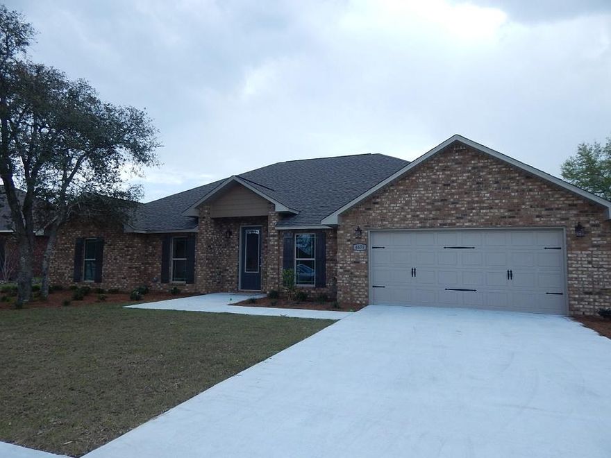 SOUTH OF I-10, HUGE LEVEL LOT WITH PRIVACY FENCED BACKYARD! Why Settle for a vinyl sided house? All BRICK, 5 Beds, 3 FULL Baths, & 2 Car Garage. 1 Full Bath has an Exterior Door, Great for a Future Pool. County Taxes with Sewer. Sodded Yard and Sprinkler System. Buyer to verify measurements, schools and anything of importance. Chanan Estates is South of I-10 and can be accessed from the 1st red light on the south end of Crestview. The lot measurements were taken from the Okaloosa County Property Appraiser's website and/or plot plan/map. Buyer to verify schools & the Measurements were taken from the floor plan and the buyer should satisfy themselves as changes can occur during the construction process. CCRs are available at http://chananestates.com.