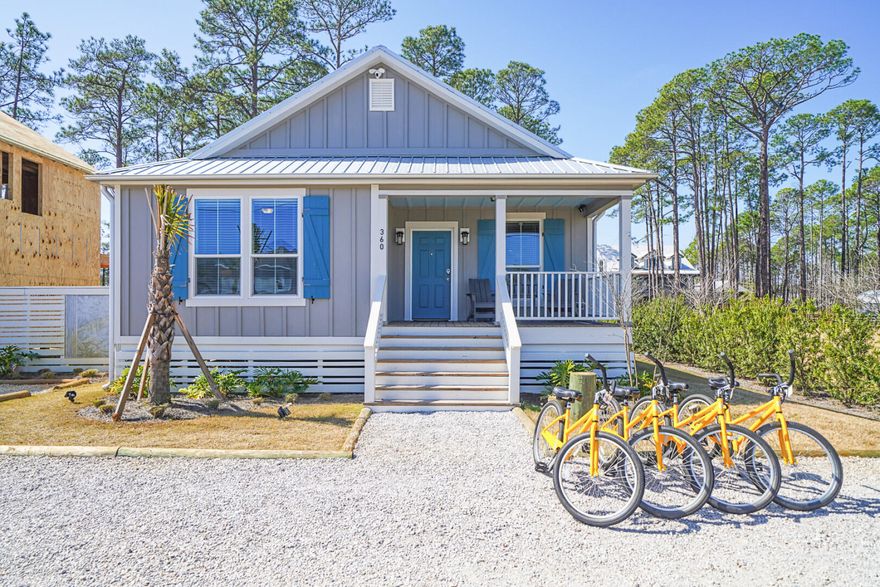 Discover coastal charm with this newly-built beach house 1 mile from the beautiful beaches of 30A. Highlights: inviting front porch, open floorplan, abundant light, ample parking, garage potential, and space for a pool. Ideal as a permanent residence, vacation home, or a lucrative rental. Only 1 mile from the beach via bike path and minutes to Seaside, Destin Commons, or Outlet Mall. Enjoy serene views of a nature preserve. The house offers three bedrooms; a master en suite and 2nd bedroom with king beds, and a 3rd bedroom with 2 full-size beds. Comes with modern comforts like 4 Roku TVs (including a 75' screen), smart thermostat, smart locks, a sprinkler system, and a backyard retreat with fire pit, grill, and hammock. Your 30A coastal sanctuary awaits!