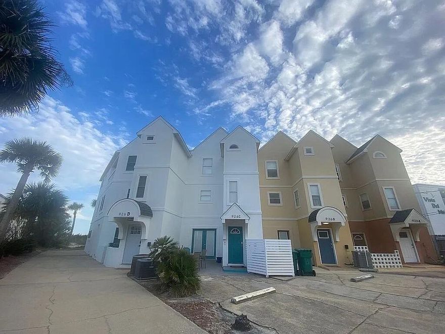 NO HOA, NO MONTHLY DUES, NO SPECIAL ASSESSMENTS! This beachfront townhouse offers incredible views and beach access. It's a DIRECT GULF FRONT, 4-bed, 3.5-bath townhouse on a private beach. Enjoy stunning water views from the living room and master bedroom balconies. The bottom floor has 2 bedrooms, a Jack-and-Jill bath, and patio access. The middle floor features the living, dining, and kitchen areas with stainless appliances. The third floor boasts a master suite with a private balcony and a fourth bedroom with an en-suite bath. Fully furnished with 2023 updates, including premium flooring and a hurricane-proof roof. With private parking and a rental projections between $130k-145k annually, this property is a gem on Okaloosa Island. Save over $15,000 - $20,000 yearly with no HOA dues!