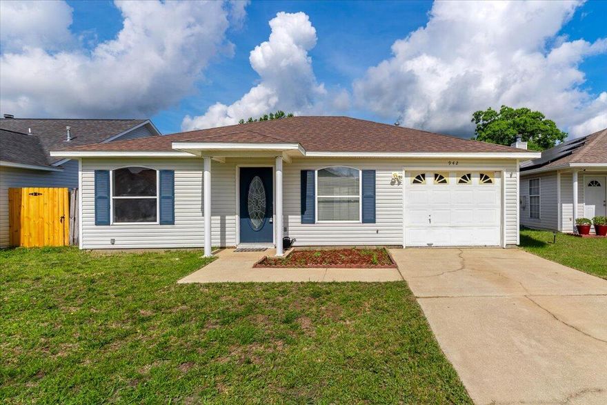 Welcome to 942 John Wayne Circle. A cozy 3 bedroom, 2 bath home located in the heart of Fort Walton Beach. This home provides the perfect blend of affordability and convenience with NO HOA! Just minutes from grocery stores, shopping, and restaurants with a short drive to both Eglin and Hurlburt field.