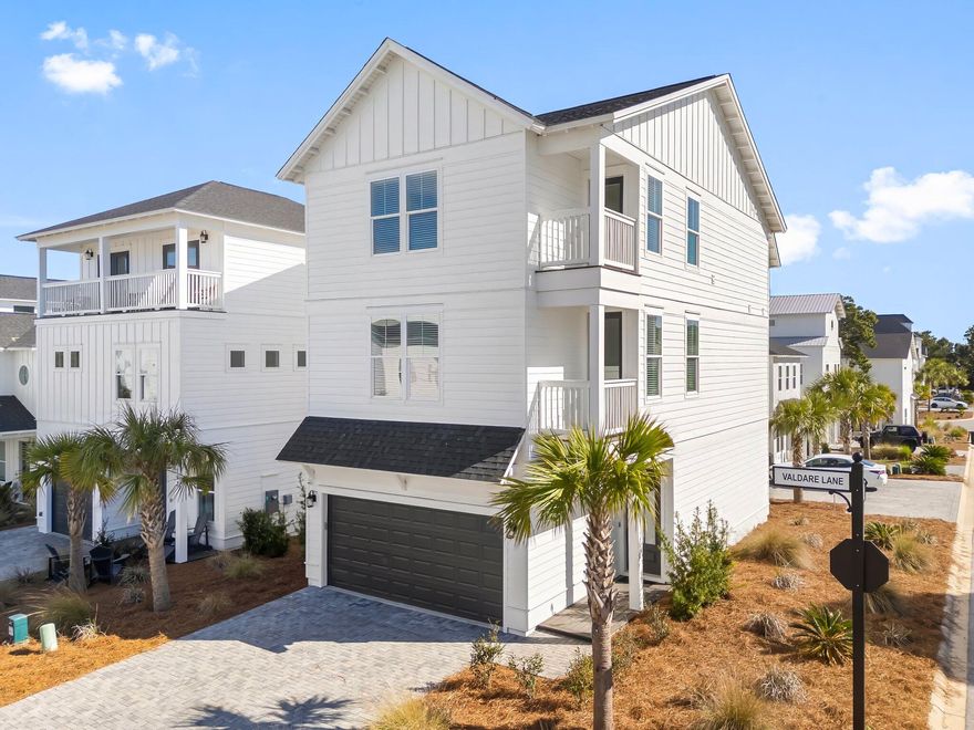 Immaculate, Never-Rented 30A Retreat - Furnished & Move-In Ready! Discover the perfect blend of luxury, comfort, and convenience in this stunning 4-bedroom, 4.5-bathroom coastal retreat. Nestled on a prime corner lot at the back of the neighborhood, this 2023-built home is in pristine condition--never rented and barely lived in as a second home! Thoughtfully upgraded and sold furnished, it's ready for you to enjoy immediately. Designed for both vacation rentals and multi-family getaways, the three-story layout provides exceptional privacy and flexibility. The 2nd and 3rd floors feature a master suite, guest bedroom, and an additional flex space--perfect as an office, bunk room, or loft--giving every guest their own retreat while sharing beautifully designed common areas. Step inside to find wood flooring throughout, no carpet! The chef's kitchen is a showstopper, featuring a gas cooktop, wine fridge, quartz countertops, and a whole-house water filtration system with filtered water at the sink. The bright, open-concept living space is anchored by an 85" smart TV, while both master suites and the office/bunk room boast 65" smart TVs. The loft and guest bedroom are equally equipped with 55" smart TVs, ensuring entertainment for all. 
Smart home technology adds ease and security, with a full security system, three cameras, a doorbell camera, an electronic front door lock, and dual-zone electronic climate control, all remotely accessible from your phone. Central heating and cooling (no split systems) ensure year-round comfort, and the two-car garage provides ample storage including a closet that could be used as an owner's closet. 
Located just half a mile from Walton County's largest public beach access and within walking distance to Donut Hole, 30Avenue, and Rosemary Beach, this home puts you in the heart of 30A's best dining, shopping, and beaches. 
Whether you're searching for a turnkey rental investment or a luxurious personal retreat, this exceptional property is a rare find!
