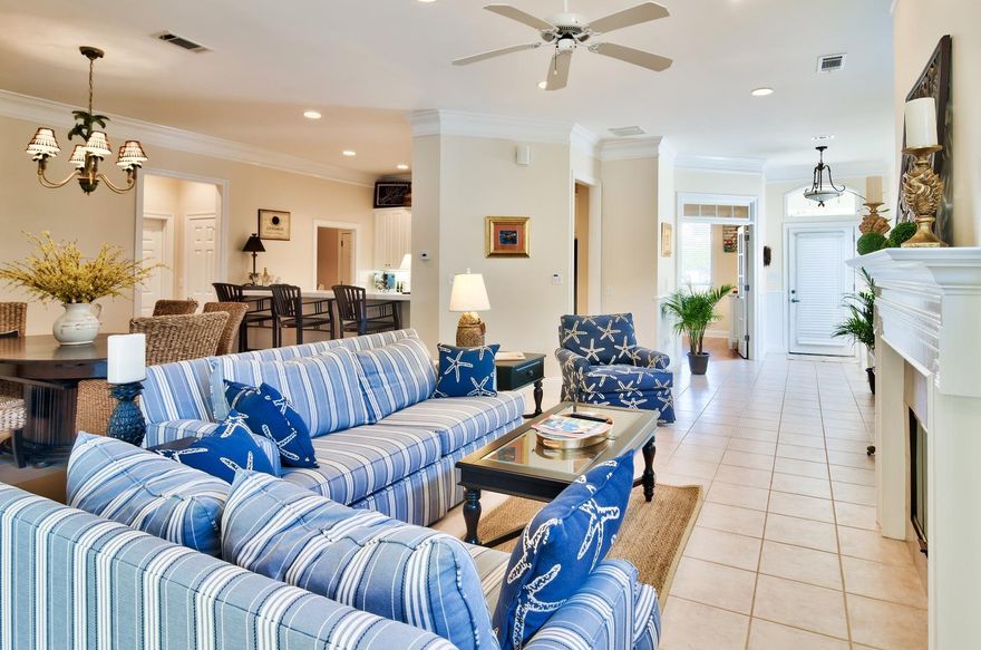 Dreaming of owning a beautiful home just steps to the beach in one of the most prestigious gated communities in the area? 129 Cayman Cove is an incredible 3-bedroom, 2-bath, one level home within Destiny West, which is located just off of Scenic Gulf Drive nestled between Crystal and Miramar Beach. This is a private gated Gulfside community with luxurious amenities including a Clubhouse with full kitchen, lagoon pool & hot tub, fitness center, tennis courts, and beach access. This home offers a 2-car garage, paver entry & covered patio, beautiful landscaping with fenced yard, and is close to the beach and pool area. This beach home is in great condition and is low maintenance with a tile roof. The interior features a clean, open floor plan with raised ceilings ~10 ft. throughout.