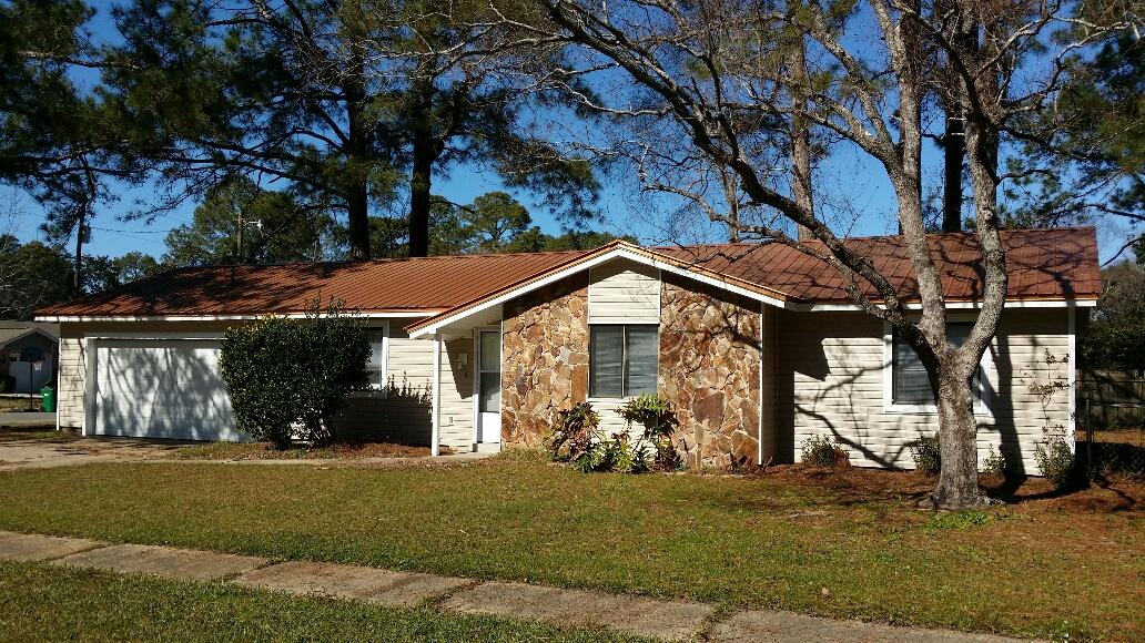 Recently renovated home with new flooring in Living Room, Dining Room, Kitchen and Hallways. New A/C. Fenced back yard on a corner lot. Neighborhood has sidewalks. Convenient to schools and Hurlburt/Eglin AFB. 12x16 Storage building for all your storage needs.