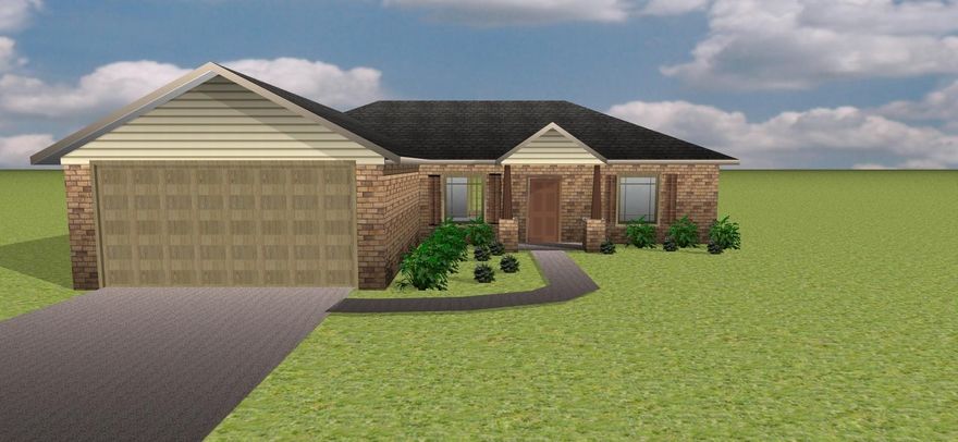 All Brick 'Palm' 1407 sq. ft., 3 bedroom, 2 bath home. The kitchen & bathrooms will have GRANITE countertops. Tile in the foyer, Kitchen, and bathrooms. Stainless steel appliances. The Master bathroom has a double vanity, tub/shower and two walk in closets.