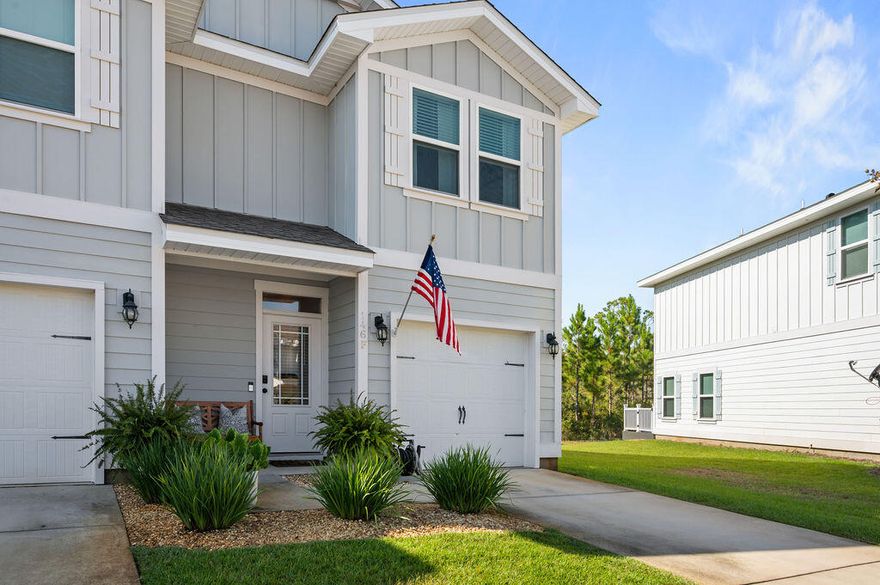 Welcome to this charming 3 BR 3 BA end-unit townhome in the highly sought-after Miller's Crossing community.  Backing to protected green space, it offers serene views and lasting privacy with no future development behind. Inside, the open layout features a well-appointed kitchen with granite countertops, stainless appliances, breakfast bar, and pantry.  The inviting living room area includes a stylish accent wall and plenty of natural light, while a convenient half bath is located on the main level.  Upstairs, you'll find all three bedrooms, including a spacious primary suite, two guest rooms, and well-designed baths.  A private garage and patio add both functionality and outdoor enjoyment.  Miller's Crossing features a scenic nature boardwalk that invites tranquil walks, expansive green spaces and a dog park. The location of this lovely townhome is unbeatable.  It is located minutes from Blue Mountain Beach, boutique shopping, and world-class dining.  Whether you are searching for a full-time residence, vacation home, or an invetment property, this townhome offers the perfect blend of coastal living, comfort and convenience.  Schedule your appointment today!