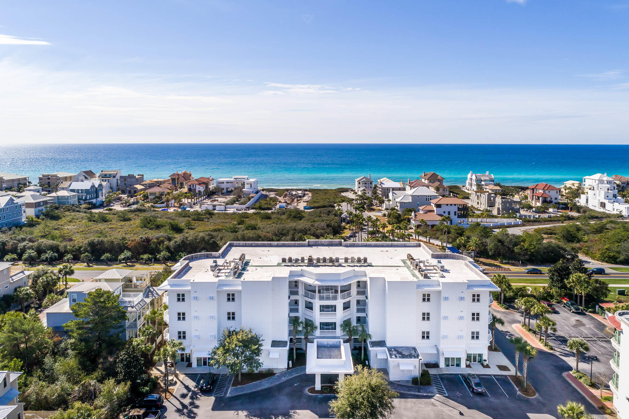 Welcome to the penthouse at the Alexander, boasting 3 bedrooms and 3 full baths this condominium residence exemplifies luxury living on 30-A. Nestled between Alys Beach and Rosemary Beach this premier location offers all the best 30-A has to offer. The home is accented with floor to ceiling glass doors and windows with gulf views and endless western sunsets from the generously stated terrace.