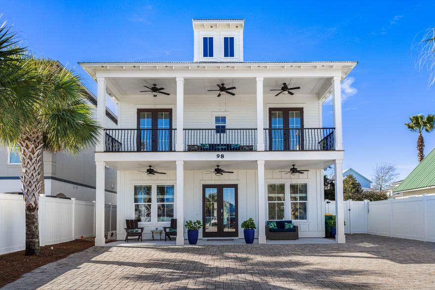 Destined to be a rental powerhouse in much-desired Crystal Beach, this home is just blocks from snow-white beaches. Lightly rented and much improved by the current owners, this beautiful, 2016 built, recently updated and furnished home is clean-as-a-whistle. With an open floor plan, this house has all the features you need for family time, hosting get-togethers or vacation rentals! The stunning finishes of this SqFt 6 bed/6 bath home included shiplap in a coastal cottage design.The resort-style backyard oasis features a pristine heated pool, hot tub, and hot/cold shower. The custom yard comes complete with a grill master's kitchen, cabana, Plenty of Parking and places to Store Owner Gear.