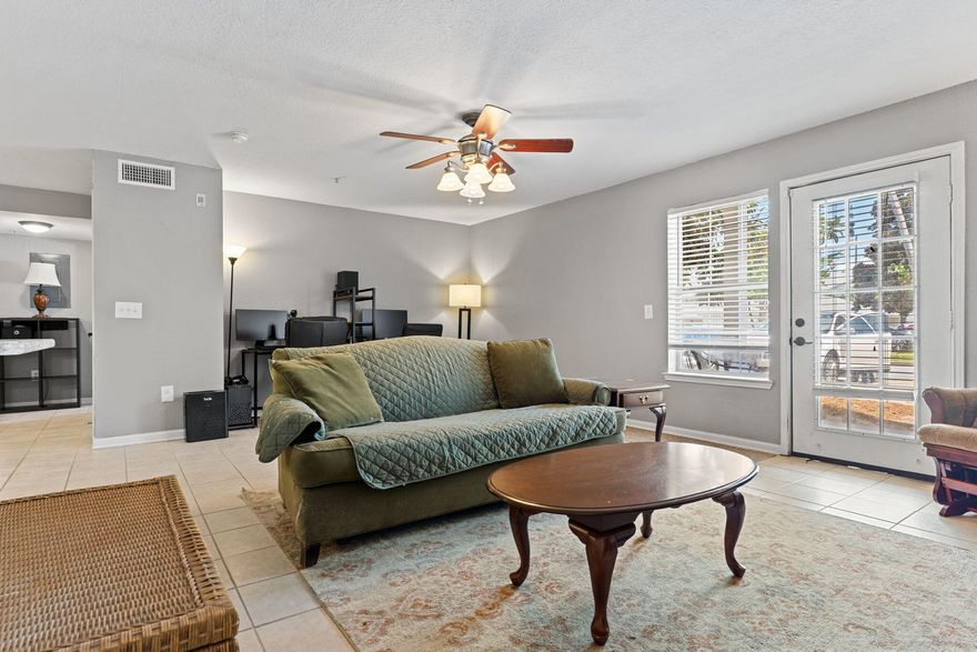 This move-in ready 1-bedroom, 1-bath condo presents a prime opportunity to enjoy the Destin lifestyle.  It is a ground-floor unit, offering direct access with no stairs and a private patio--ideal for carrying in groceries, walking your pup, or simply enjoying the Florida sunshine.Unlike the standard 1/1 layout, this larger floor plan with 920 sqft features a more generous living and dining area, giving you extra room to relax or entertain. Thoughtfully updated with a brand-new HVAC system (2024) along with a 2020 refrigerator and dishwasher, this condo is ready for its next owner--whether you're looking for a personal retreat, vacation escape, or income-producing rental.You'll love the unbeatable location--just minutes to the sugar-white sands of the Gulf, and close to all the essentials. Located right behind Walmart, within minutes to grab fresh seafood at Boshamps or Harbor Docks, and take advantage of the nearby Destin Sports Complex, complete with athletic fields, tennis courts, and playgrounds for the kids.

This pet-friendly community provides open parking for residents and guests, along with designated space for boats, trailers, and jet skis. Community amenities include a clubhouse with fitness center, resort-style pool, landscaping, exterior insurance and maintenance, and trash service, all included in the HOA.  An exceptional opportunity to own in the heart of Destinwhere location, convenience, and lifestyle come together.

