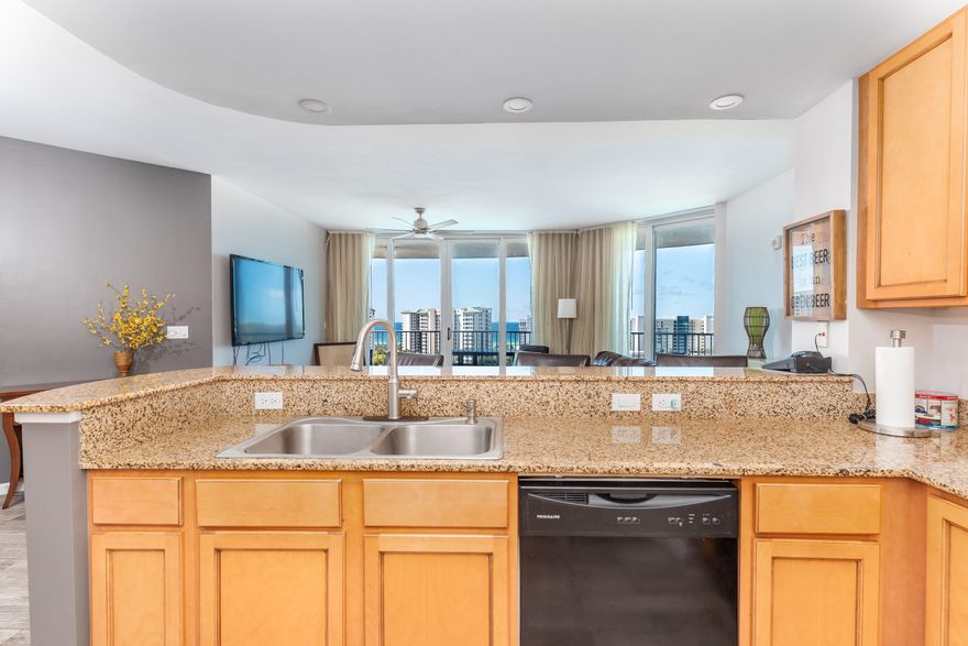 Sweeping Gulf views from floor to ceiling windows captivate every room in this impressive 3 bedroom, 11th floor condo. This unit boasts tile flooring throughout, upgraded light fixtures, new paint, and high end furniture which conveys with the unit. All spacious bedrooms offer balcony access and large closets. Excellent opportunity for a vacation rental, second or primary home. The Palms of Destin has amenities galore including a 2 acre oasis with an 11,000 square foot lagoon pool, one of the largest hot tubs in Destin, a kiddie splash area, basketball and tennis courts, playground, large fitness center, covered parking, 24 hour security, and much more! All utilities are included in HOA dues.