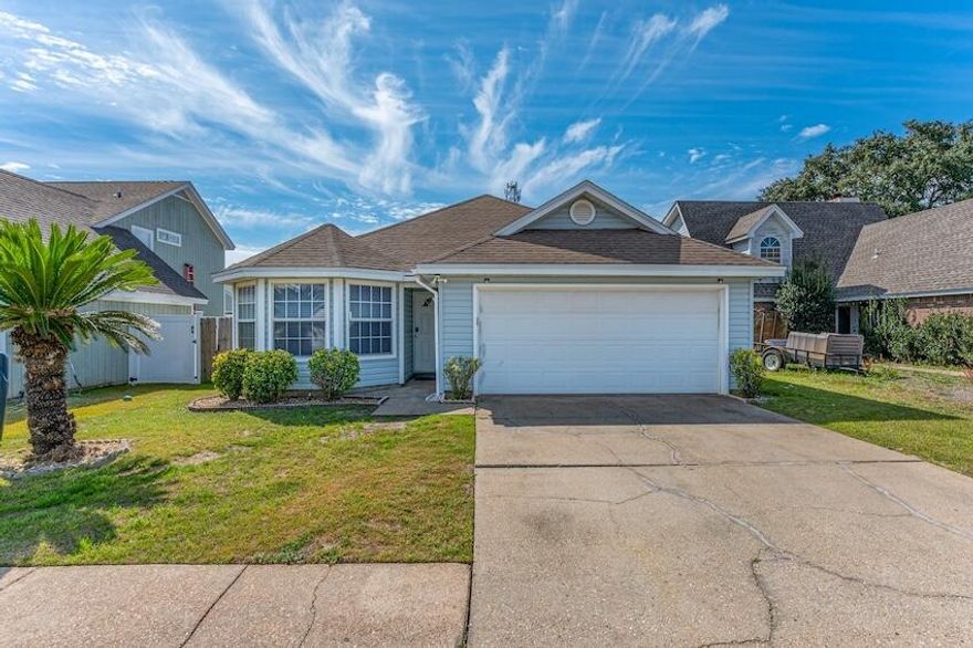 Turnkey Investment or Perfect Starter Home - Prime Location Near Hurlburt Field! This well-maintained 3-bedroom, 2-bathroom single-story home is a fantastic opportunity for both investors and first-time buyers! Currently rented to a reliable military tenant at $2,200/month (below market rate), this property offers immediate rental income with potential for even greater returns. Step inside to find an open and airy layout featuring coffered ceilings, tile floors, and plantation blinds throughout. The spacious kitchen boasts birch cabinets, a new refrigerator, a ceramic-top stove, a built-in microwave, a pantry, and washer/dryer hookups. The large master suite is a true retreat with double raised bowl sinks, a skylight, and an arched transom over the tub. Enjoy the privacy of a fully fenced backyard, complete with a covered side patio, a well-fed automatic sprinkler system, and mature landscapingperfect for relaxing or entertaining. The finished, attached two-car garage includes a workbench, built-in cabinets, an automatic opener, and a keypad entry for convenience. Located in a desirable neighborhood just minutes from Hurlburt Field, top-rated schools, shopping, and the beautiful Gulf Coast beaches, this home offers endless potential. Whether you're looking to expand your rental portfolio or find the perfect place to call home, this property is an opportunity you don't want to miss!