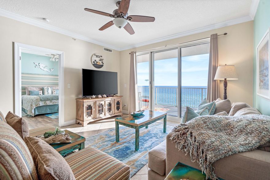 Welcome to Ocean Reef on the popular West end of Panama City Beach, Florida! This spacious 2 bedroom, 2 bathroom offers plenty of space for the whole family and boasts an amazing balcony with incredible views as well as a deeded, covered parking space in the garage below! This property has been lovingly cared for offering several upgrades and is sold completely turn-key and ready to go for the rental season! Spacious living, incredible views, on-site amenities and great rental potential make this an excellent property for anyone looking for a condo ON the beach. Amenities include a Gulf front pool, a heated indoor pool, hot tub, steam room and sauna, fitness room, beautiful landscaping, covered parking beneath the building and over 330' of beach!