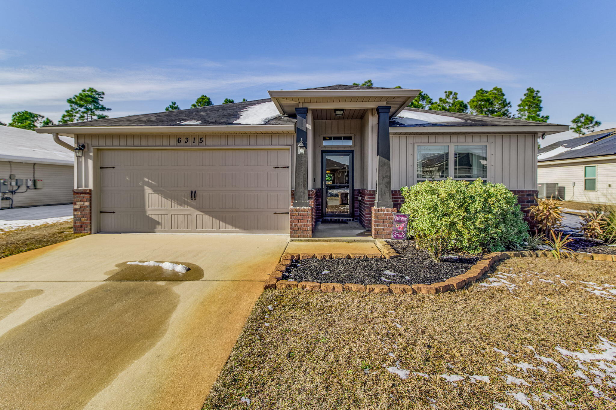 This beautiful home is designed with both style and comfort in mind, offering modern upgrades throughout. Located just 8.5 miles from Navarre Beach, with easy access to shopping and schools, this home is perfect for those looking for comfort with everything you need close by. This property comes with tons of upgrades including: Screened Patio, Sprinkler System, Granite Counters, Stainless Steel Appliances, Front Storm Door, Upgraded Fixtures, Custom Blinds, Closet Systems, Electric Fireplace, New Custom Play Set and Fully Fenced! With underground utilities, public water and sewer, and sidewalks, this home is nestled in a well-planned community that balances convenience with tranquility.