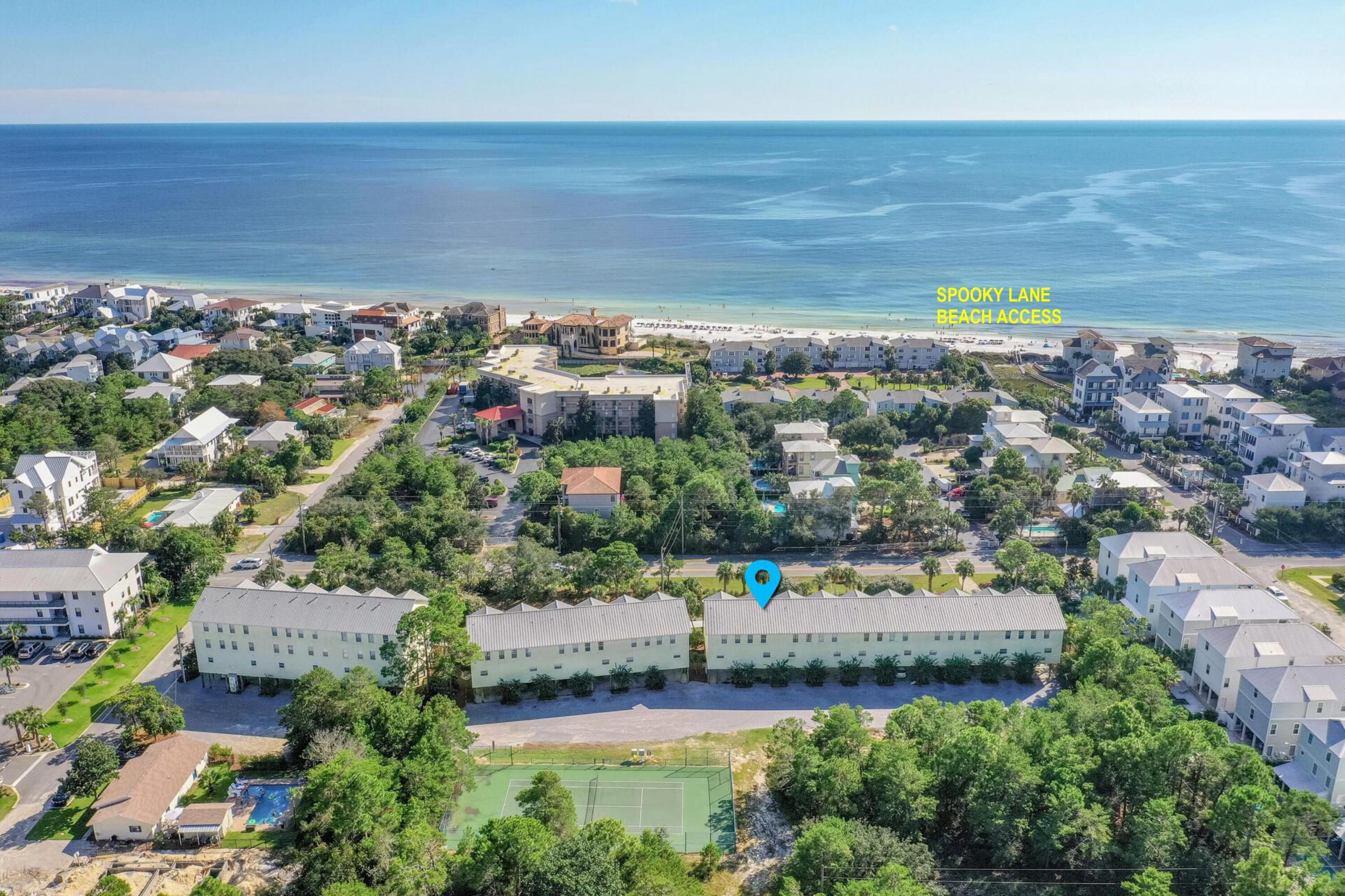 BACK ON MARKET with new granite in bathrooms, fresh paint & custom light fixtures! Fantastic 3 level, 1400SF townhome on 30A w/great amenities & beach access across street! 48K YTD Income B4 Taxes & cleaning. Rarely do these units become available. Offering a carport for 3+ vehicles/golf cart & enclosed storage area for beach wagon, boogie boards etc..quick access to the beach couldn't be easier! W/large community pool, tennis crts, bch volleyball, grilling area within steps & the fantastic restaurants & shops of Gulf Place within walking distance, EVERYTHING you need for an amazing vacation/beach getaway is within a short walk or golf cart ride away! Other features include extra wide, open floor plan w/tile floors, 9 ft ceilings, 2 large BRs big enough to add a bunk rm or 3rd bedroom, granite counters, large decks off Great rm & master & parking for 3+ cars. $555/month HOA covers exterior insurance & maintenance, roof, amenities & trash. Sold fully furnished & turnkey, this wonderful Home is an ideal vacation rental, 2nd home/beach getaway or primary residence. Now's the time to secure this affordable beach home you've always dreamed of.