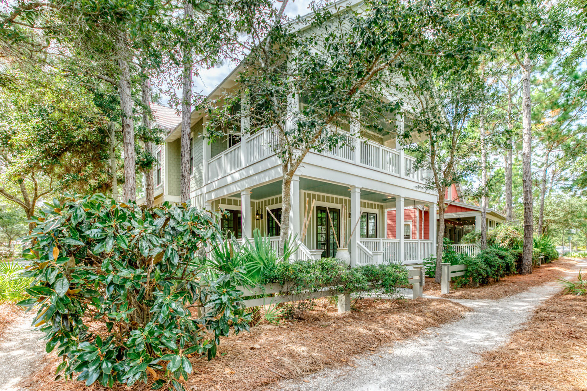 This fabulous, immaculately maintained home has it all!! Location is so close to Camp Watercolor, but perfectly placed in the Lake Forest neighborhood to allow for convenience and PRIVACY!! Custom quality is evident throughout . 4 bedrooms plus a bunk room, 4.5 baths. Double Master Bedrooms upstairs, both with large, fully appointed master baths. Guest bedroom with bath on the main floor. Beautiful Hickory hardwood flooring throughout, unique granite and tile combinations in the kitchen and baths. Large kitchen with upgraded, and many brand new appliances, opens to a spacious light filled dining area and great room, all surrounded by beautiful porches! Laundry room with new washer/dryer. Owners have never rented this home. Being offered fully furnished . Storage galore throughout !