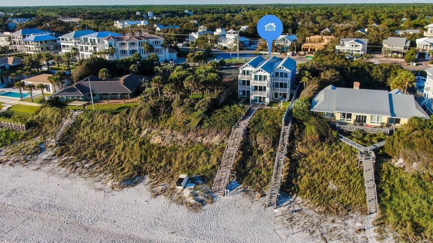 GULF FRONT - Private Beach!  Top Floor Eastern Unit with vaulted ceiling in the living area.  Intimate nine-unit condo building with three floors situated high on a bluff on the East Side of 30A by Camp Creek & Pelican Circle.  Rental Ready one bedroom / one bathroom offers open concept living with and open kitchen and great room that leads to the balcony that overlooks the private world-class beach.  Strong rental history fully furnished. Additionally, each condo has a private owners closet for your bike/boards and beach gear! Great location with easy walk to the shops and restaurants at the Hub or a short bike ride to the highly desirable Alys and Rosemary Beach communities. Exterior was renovated w/Hardie siding/ Jeld Wen windows and slider in 2016. New Balconies w/ Trex. Fresh paint 21