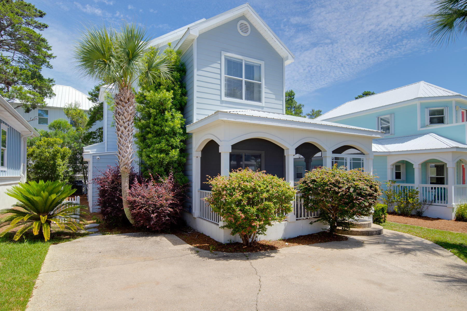 This sweet, stately beach home is located near a quiet cul-de-sac of a Blue Mountain neighborhood. It has been impressively updated with calming coastal colors, an entirely new white kitchen, quartz and stainless, tankless hot water heater, new HVAC, built-in closets, LVP flooring, and even a barn door! Outdoor space includes parking for up to 4 vehicles, two additional locked storage units and gas grill with natural gas supply. Blue Mountain beach access is just across 30A, and the Long Leaf trail is half a block away. Owners had architect draw up plans for additional garage/carriage house space; these will convey to new buyers. Come and tour, show or preview as soon as you can!