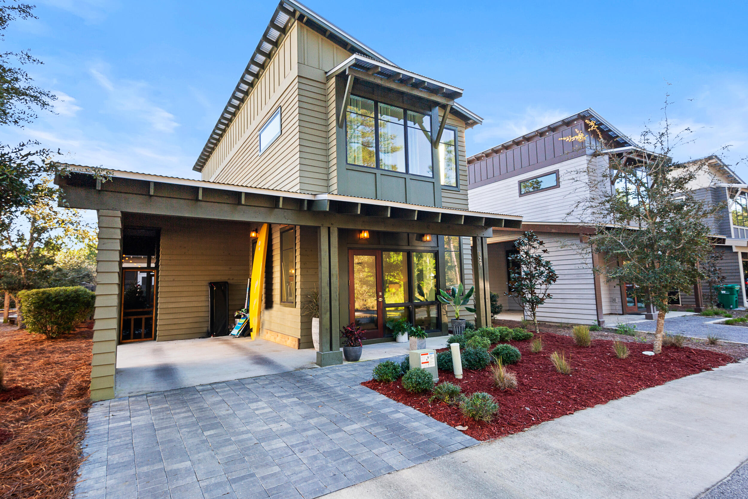 Premium/Edge Lot in EDEN's LANDING! Custom Cedar-Siding, Modern Design Home, built by CraigShores. Hurricane Windows, Peel&Stick Roof Underlayment, 2x6 Framing, 10 FT Ceilings and 9 FT Ceilings, Upgraded LVP Flooring throughout the entire home (no grout and tile). Beautiful versatile Kitchen Island (quartz), with plentiful cabinet space (shaker/soft-close), boasting SS Samsung appliances. Upgraded Matte-Black Cabinet Pulls and Knobs in Kitchen and all THREE FULL BATHROOMS. Almost 30 windows, so the Natural Light is AMAZING. Newly added Custom Screen Porch, with Accents of Cedar-Siding and newly added Paver Drive.