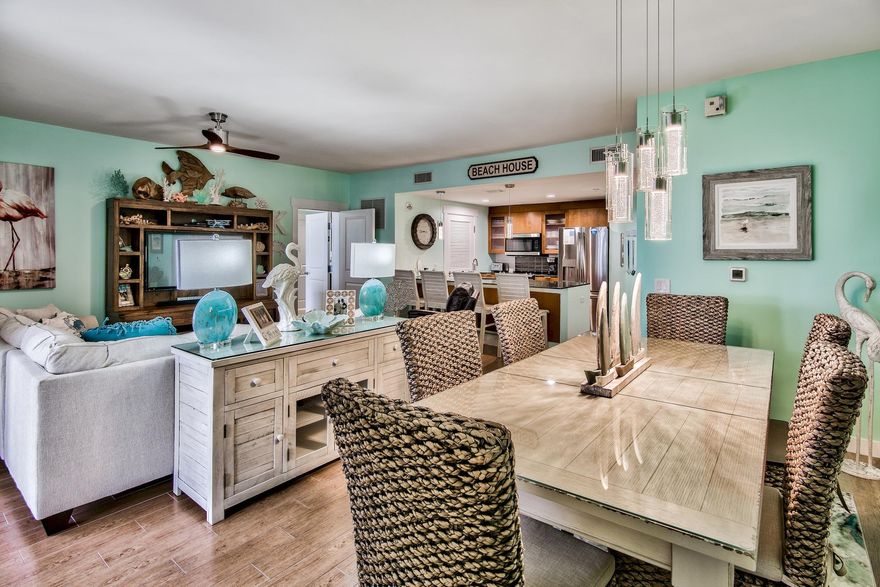 Newly updated and freshly decorated, this 2 bedroom 3 bathroom property offers incredible views of the Choctawhatchee Bay and delivers a sense of privacy from the oversized covered balcony. Rarely do these larger bay facing units come available. This unit has an attached studio which acts as a lockout affording the property to be used in its entirety as a 2 bedroom condo or used and rented separately as a 1 bedroom condo and a single studio unit. Upgrades include new appliances, plantation shutters, wood-look porcelain flooring, interior paint and new furnishings. Bahia is located in the heart of the Grand Complex within The Village of Baytowne Wharf, a year-round pedestrian village with shops, dining, playground, live music and more. Owners have access to the private Solstice Club on the