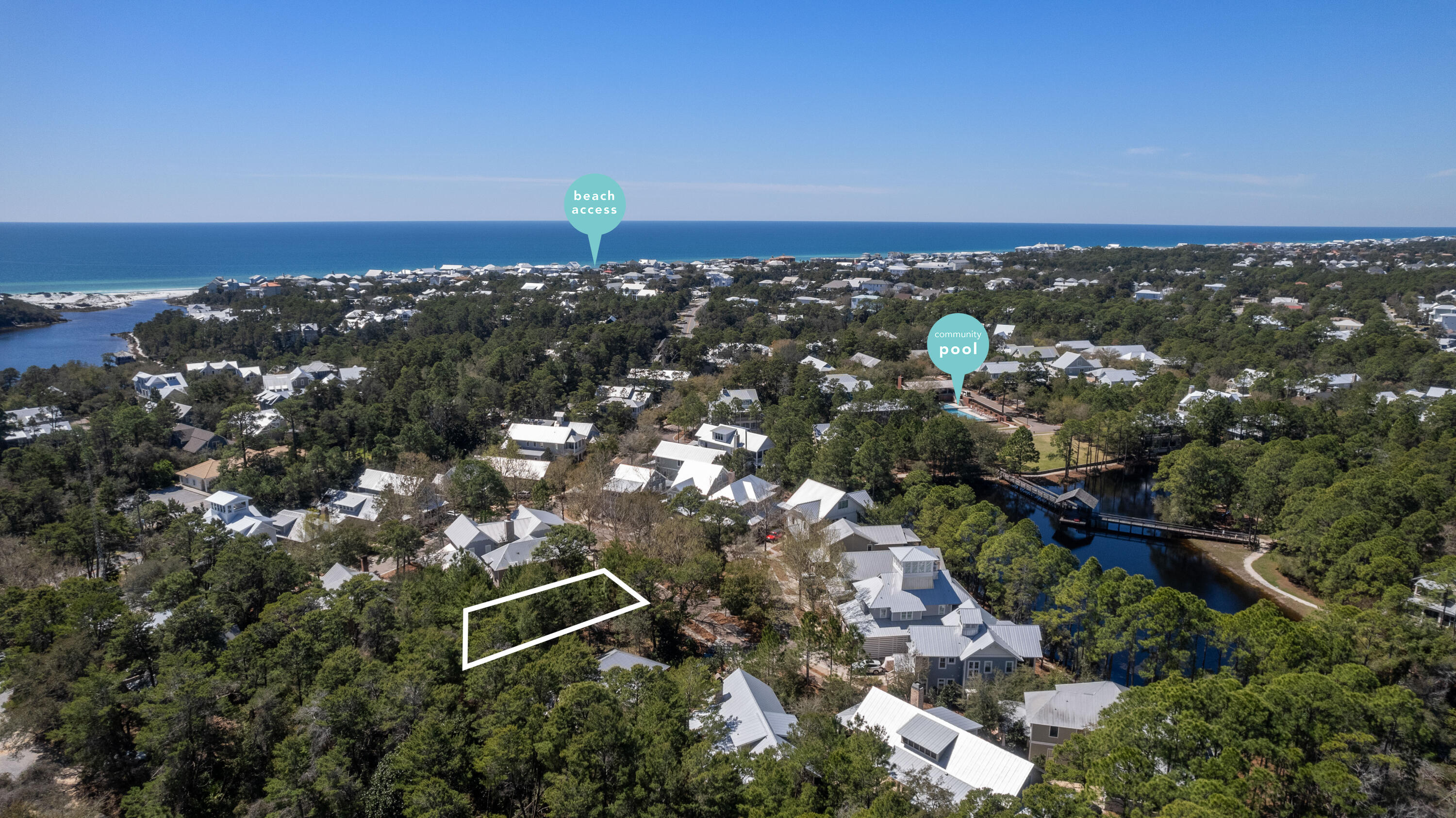 Remarkable opportunity to own this spectacular lot in the highly desirable community of Forest Lakes in Blue Mountain Beach. This home site is tucked away in a quiet corner of the community and offers amazing privacy and space to build your ideal beach home. Seller has exceptional house plans that will convey to Buyer for a custom 5 bedroom, 6 bath Beach Home that includes 3,463 sq ft of heated and cooled space, multiple porches, an attached carriage apartment & a private pool! House plans are subject to final HOA approval. Seller is a local custom builder and can help turnkey a lot + home package if so desired by the Buyer. Pricing available upon request. Amenities include a large community pool and green space, a playground and more! Nearby Public beach access!