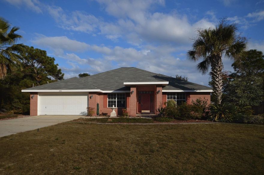 Exceptional Contemporary floor plan, an Adams Home favorite. The all brick 2430 sq. ft, 4 bedroom, 3 full baths, with amazing utilization of space. Upon entry the family room, bonus or den is on the right. Living area with fireplace. The formal dining room is on the left opening up to the kitchen with breakfast bar. Full compliment of appliances, except washer and dryer. Kitchen features, upgraded appliances and granite. Fixtures upgraded and specialty plumbing fixtures. This unique floor plans has split his and her baths off of the master and guest bedroom, nursery sharing one of the split baths. On the one side of the house, additional full bath for powder room or guest. Home features a porch under roof for entertaining. Large backyard, lawn pump, and sprinkler system.