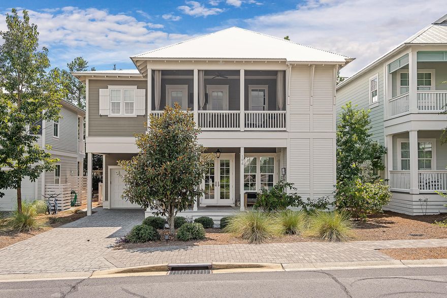 Beautiful Beach House Retreat in the desirable community of Lakeside at Blue Mountain Beach. This stunning ''turn key'' home comes fully furnished (mostly from Stock and Trade).This home has custom finishes throughout: hardwood floors, shiplap walls, custom tile work, granite counters and impact rated windows. It also boasts a large open gathering room, 3 Master Suites, with one being on the first floor.  Having a garage for the car, plenty of storage and a carport is a plus! The location of this home in Lakeside is perfect. You are steps away from the neighborhood beach access and community pool which makes it one of the most desirable lots in the neighborhood.
