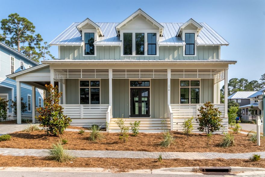 Stunning new home in one of South Walton's hottest neighborhoods, Lakeside at Blue Mountain Beach. You will love the floor plan, finishes and extra touches of this brand new home! 12 foot ceilings, huge great room, welcoming front porch, upstairs den and office/5th bedroom in addition to 4 bedrooms all en suite, a garage and carport all perched on a corner lot in the gated section of the neighborhood. Home is estimated for completion towards the end of May 2019.