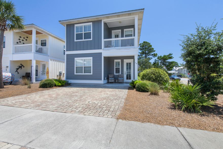 REDUCED!!   Gone Coastal is a beautiful 4 bedroom and 4.5 bathroom home located near the sugary sands of the Emerald Coast,  This home features 10 ft ceilings, wood/tile floors, custom kitchen and bathrooms.  There is a master suite downstairs and an additional master suite upstairs with balcony.  The third bedroom has a queen size bed and full bathroom with tub.  The additional upstairs bedroom has custom built-in bunks that include a full bed with 3 twin beds to sleep 5. Custom built barn door feature.  The home has a brand new A/C and heat unit.  All countertops are quartz and bathrooms with custom tilework.  The living and dining area overlook a small landscaped back yard.  The home is situated on the corner and has plenty of space.  This home is sold furnished and ready.